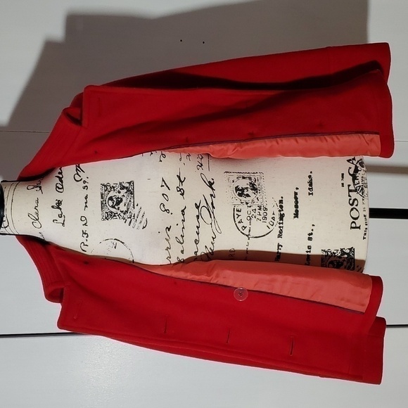 Harve Benard- Womens Red Double breasted Wool Coat Sz.10 - Picture 3 of 13
